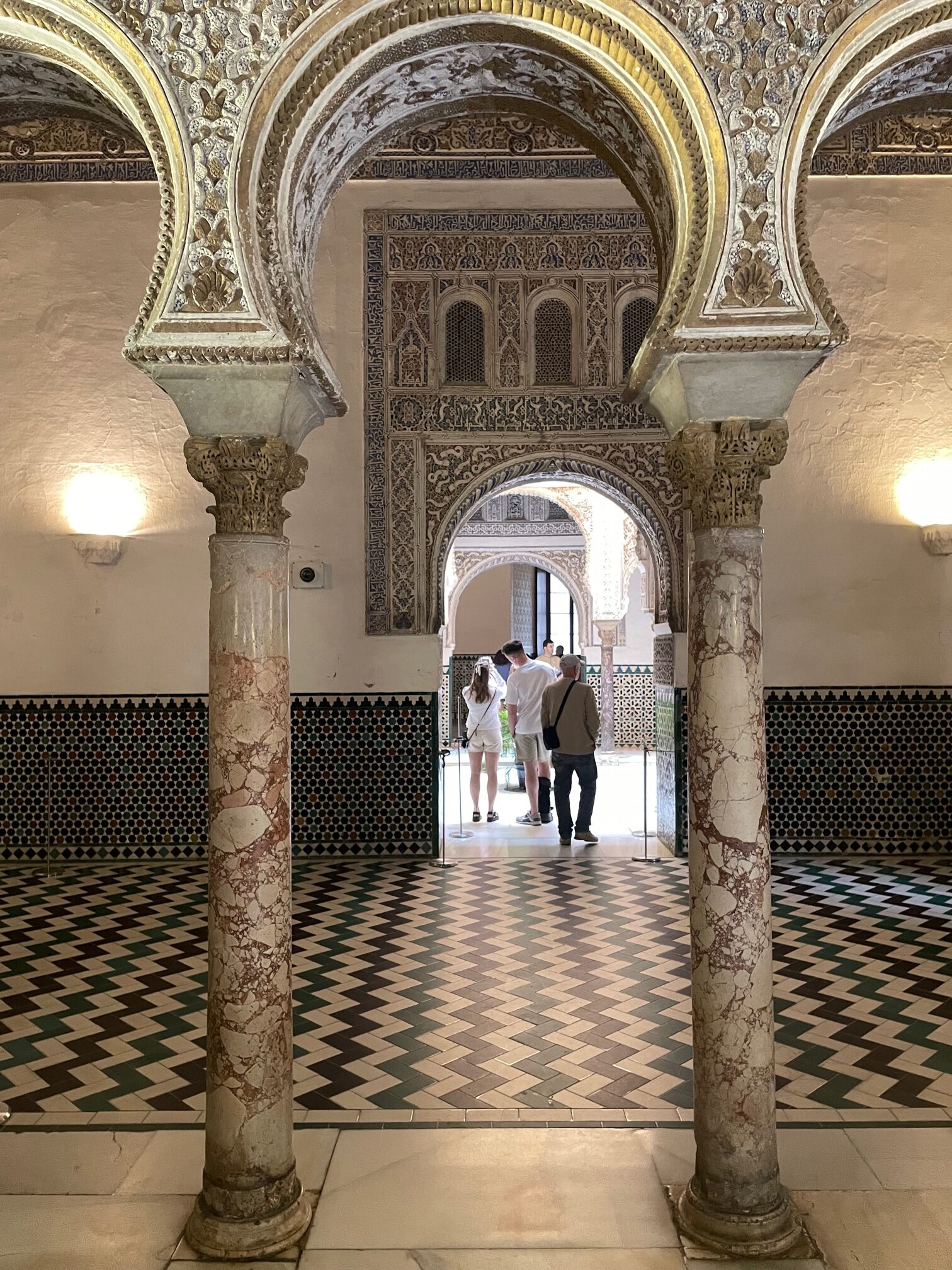 Royal Alcazar Seville columns showing intricate tile design