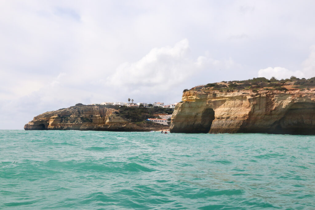 Algarve coastline seen from a speedboat tour to Benagil Cave