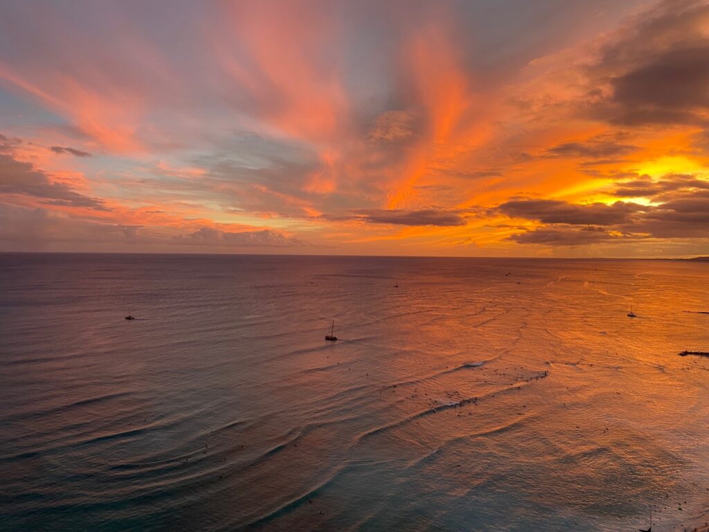 Sunset from our Waikiki condo
