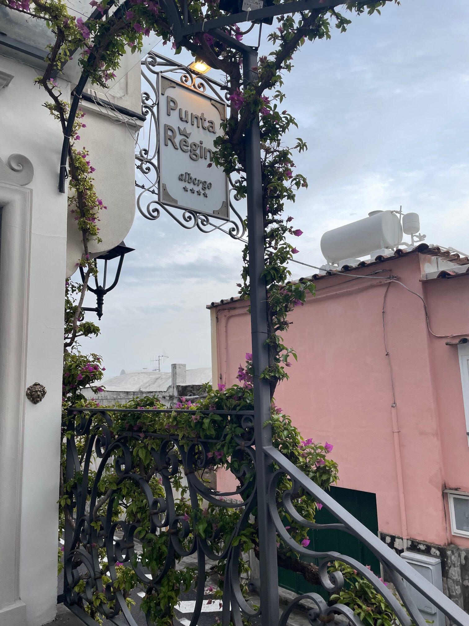 The exterior of Hotel (Albergo) Punta Regina, a family-friendly boutique hotel in Positano, Italy