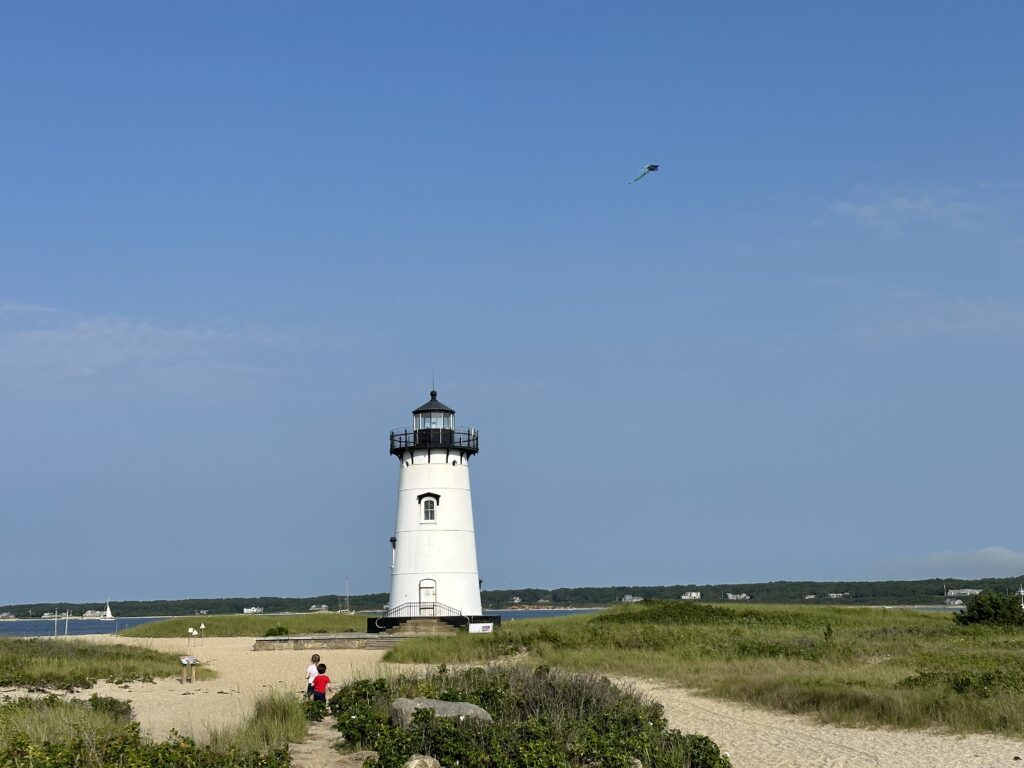 Edgartown Lighthouse on Martha's Vineyard, a great spot for families with young children to visit