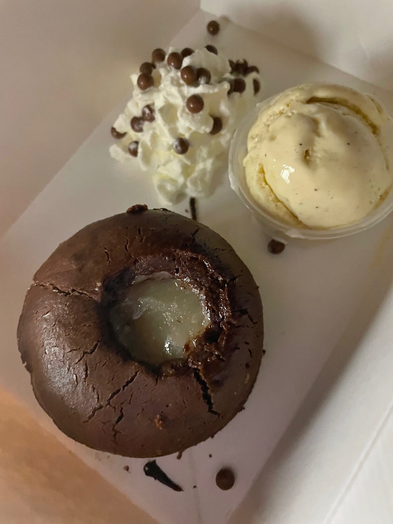 Molten lava chocolate cake at Sunset Cafe at the Grand Case Beach Club