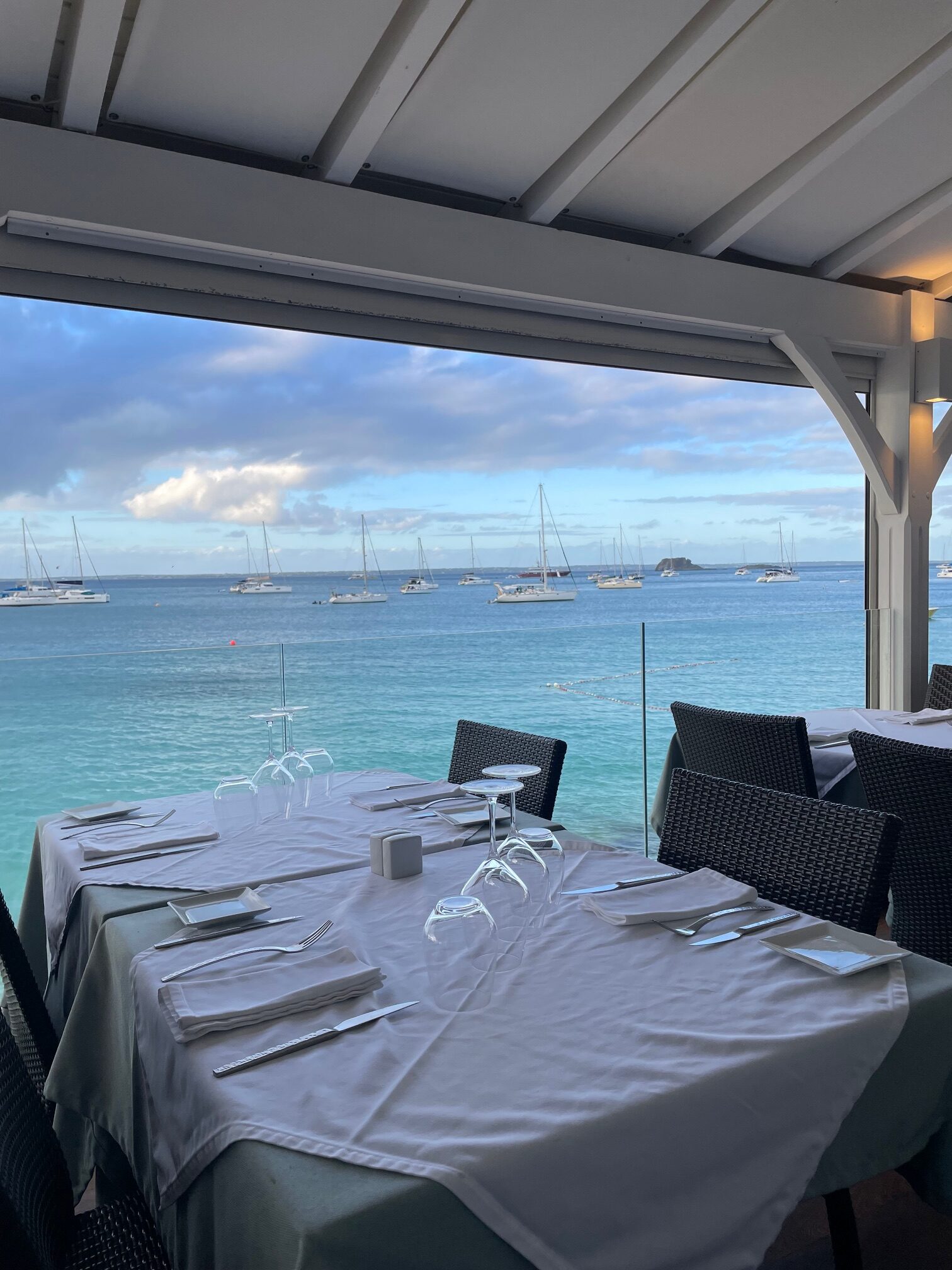 Water views from Ocean 82 restaurant in Grand Case, St. Martin