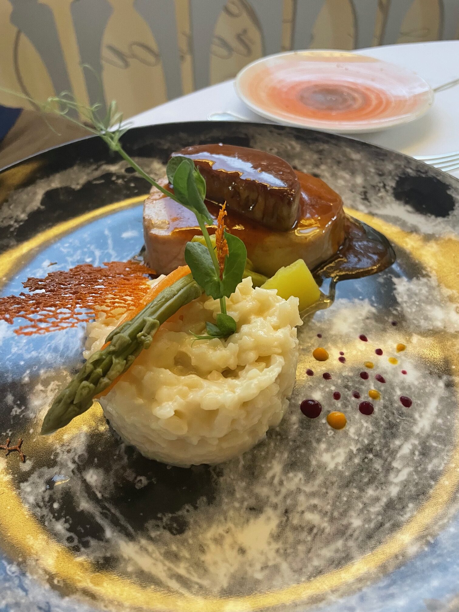 Beef tournedos Rossini at Le Pressoir restaurant in St. Martin