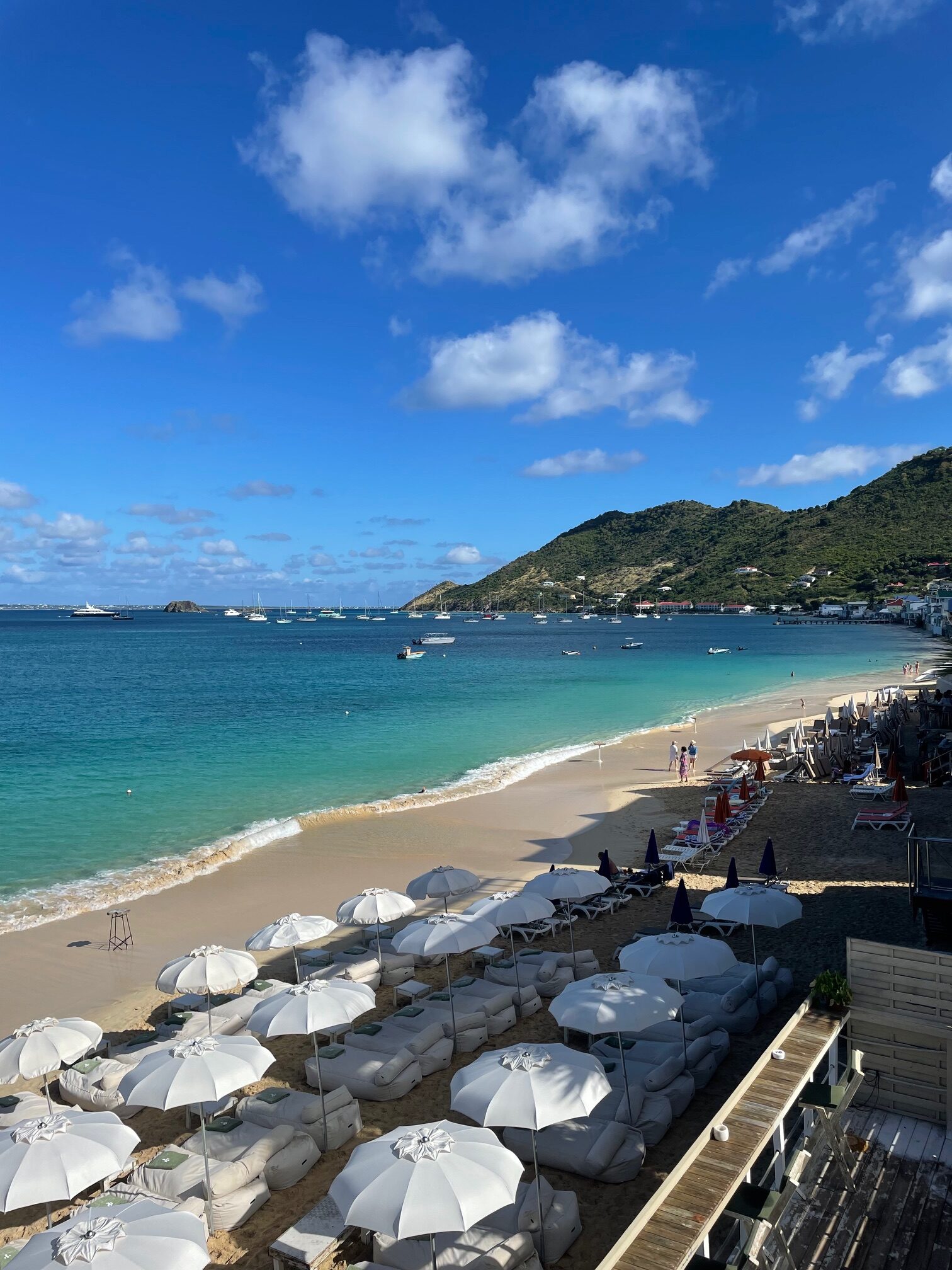Views of Grand Case beach from Rainbow Cafe SXM