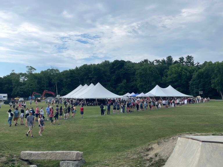 Pancake breakfast hosted by the MDI Rotary Club, part of the Bar Harbor Fourth of July celebration