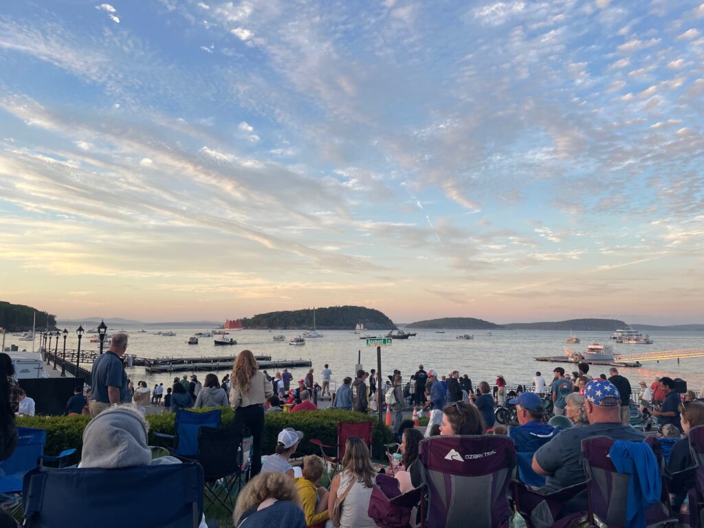 Waiting in Bar Harbor's Agamont Park for fireworks on the 4th of July