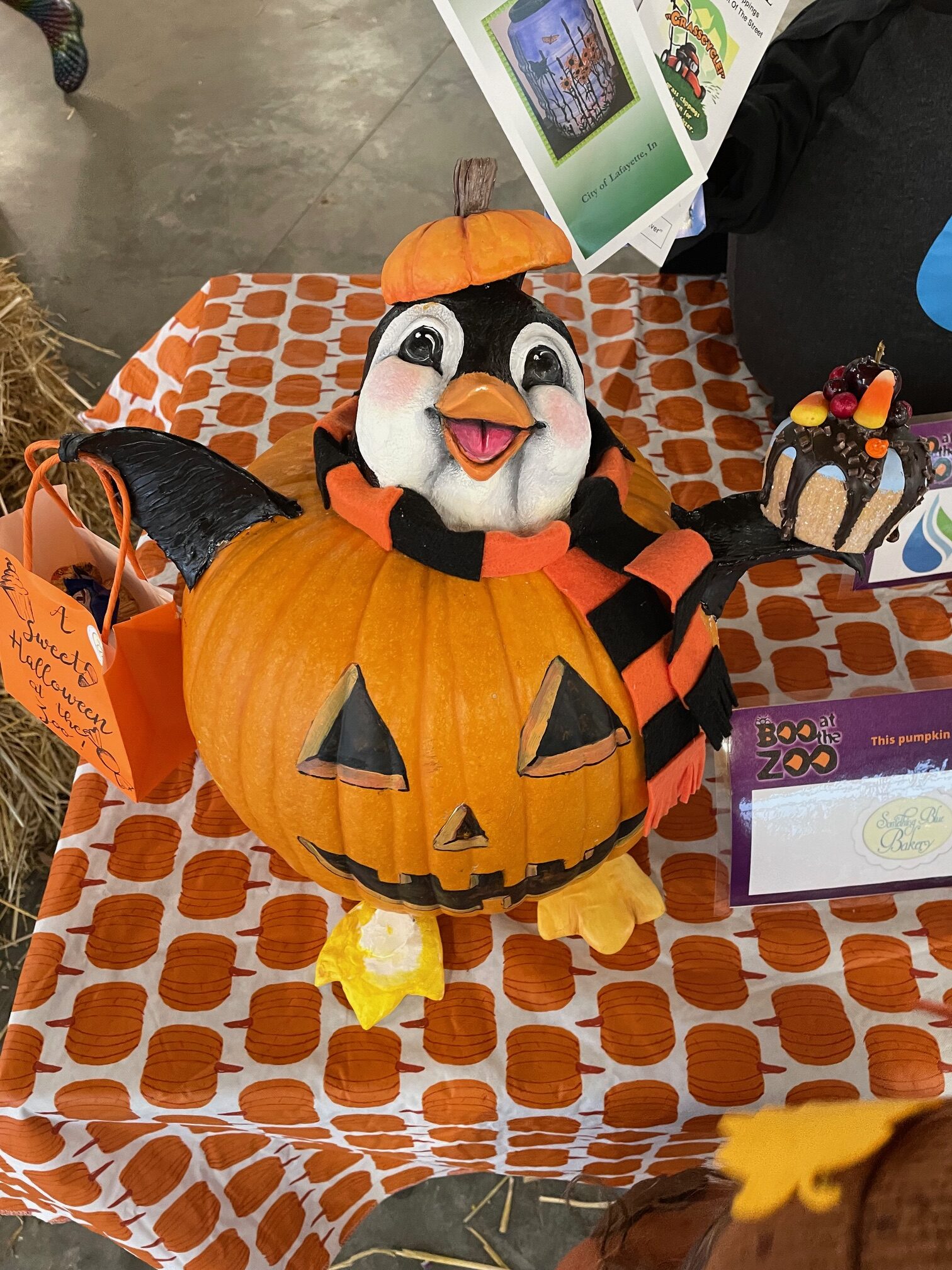Decorated pumpkin at Boo at the Zoo at the Columbian Park Zoo in Lafayette, Indiana