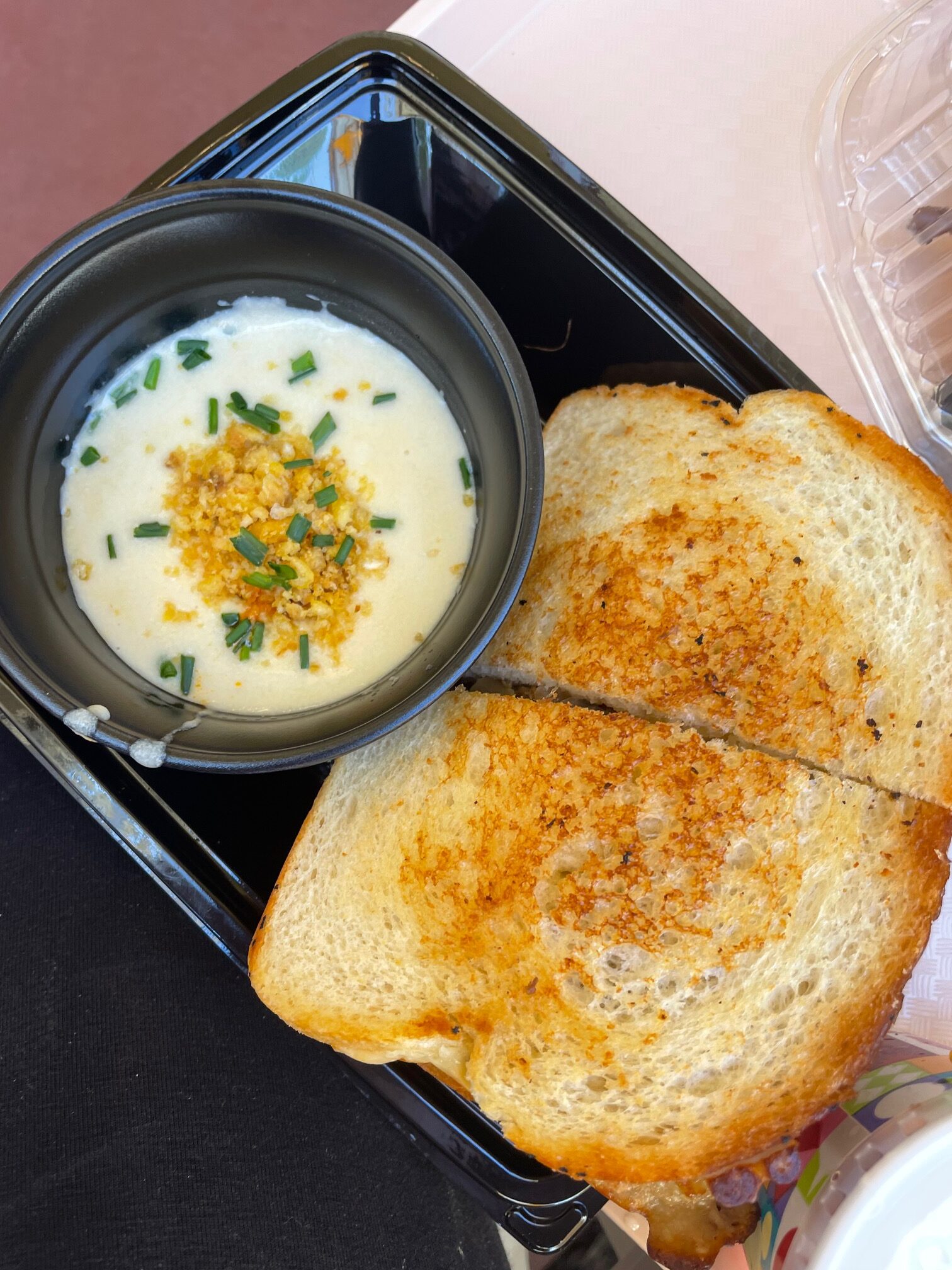 Bulgogi sandwich and corn chowder from Jolly Holiday Bakery at Disneyland