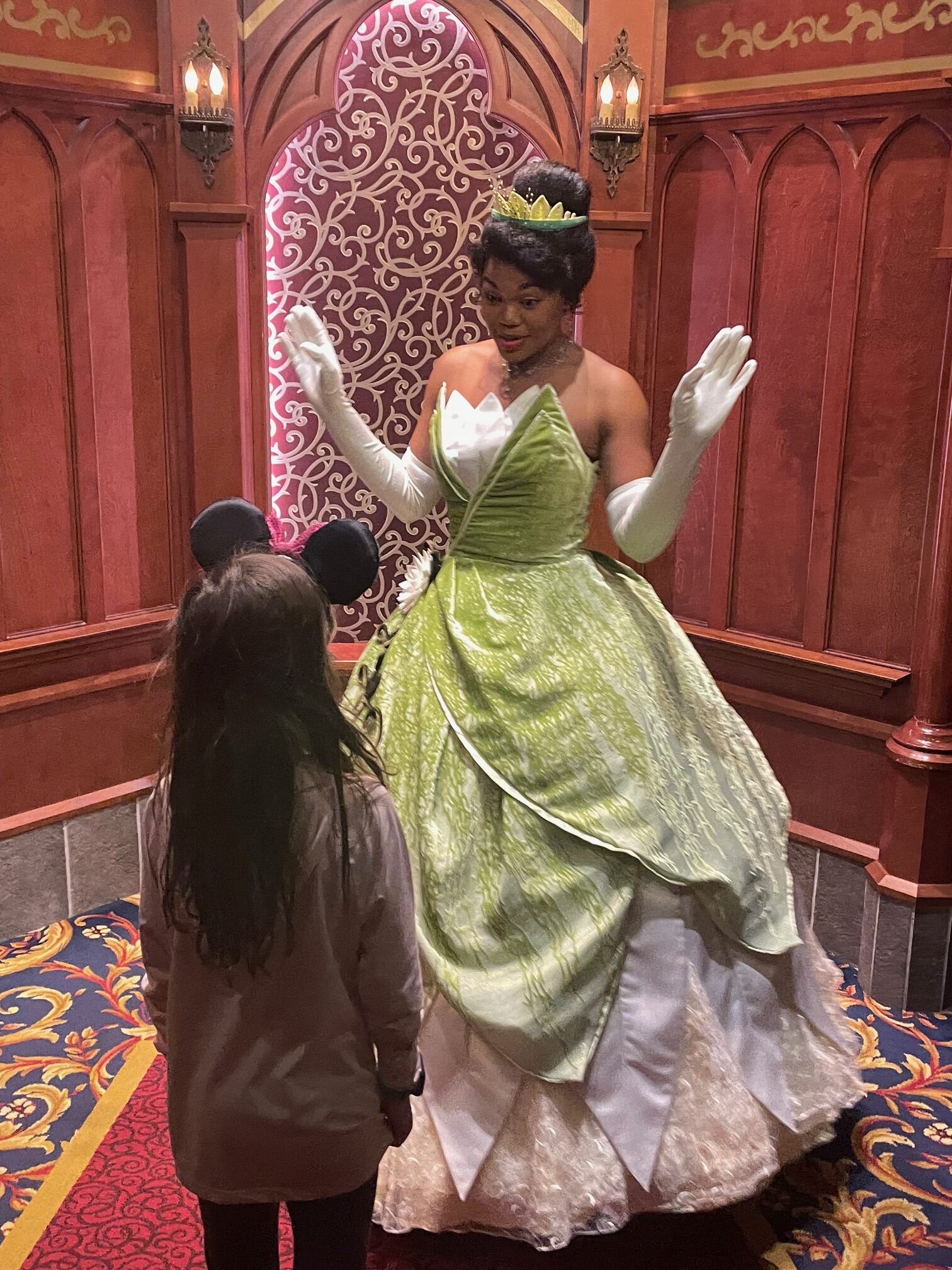 Meeting Princess Tiana at Disneyland's Royal Hall