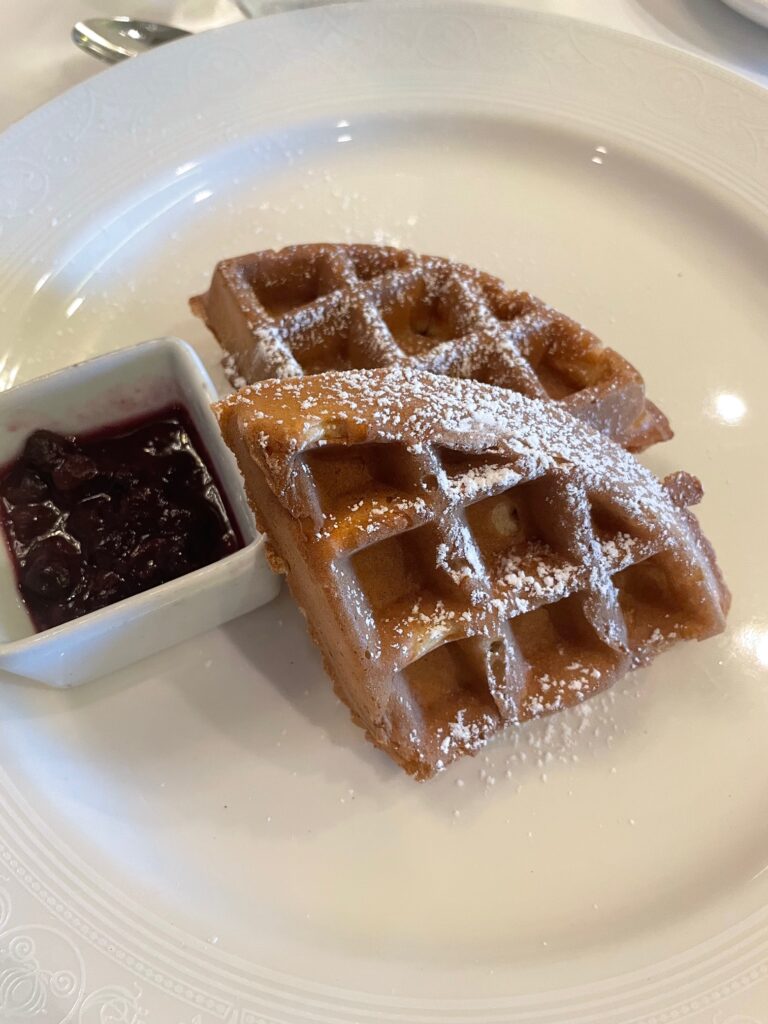 Belgian waffle at Lumiere's breakfast