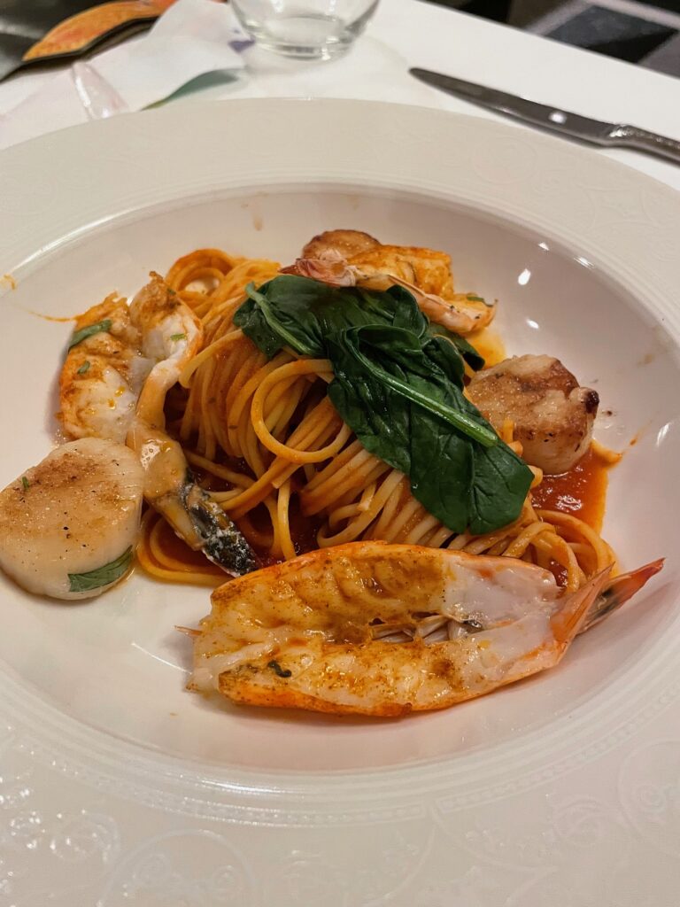 Seafood pasta on pirate night