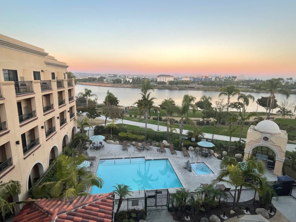 Sunset over the pool at the Courtyard by Marriott San Diego Airport/Liberty Station