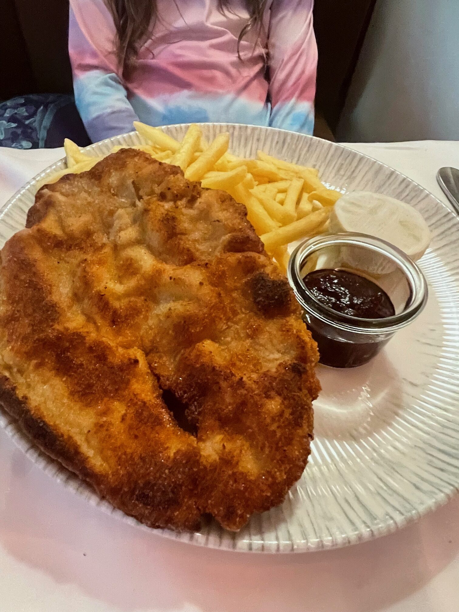 Schnitzel at Zum Konigstuhl restaurant in Zurich