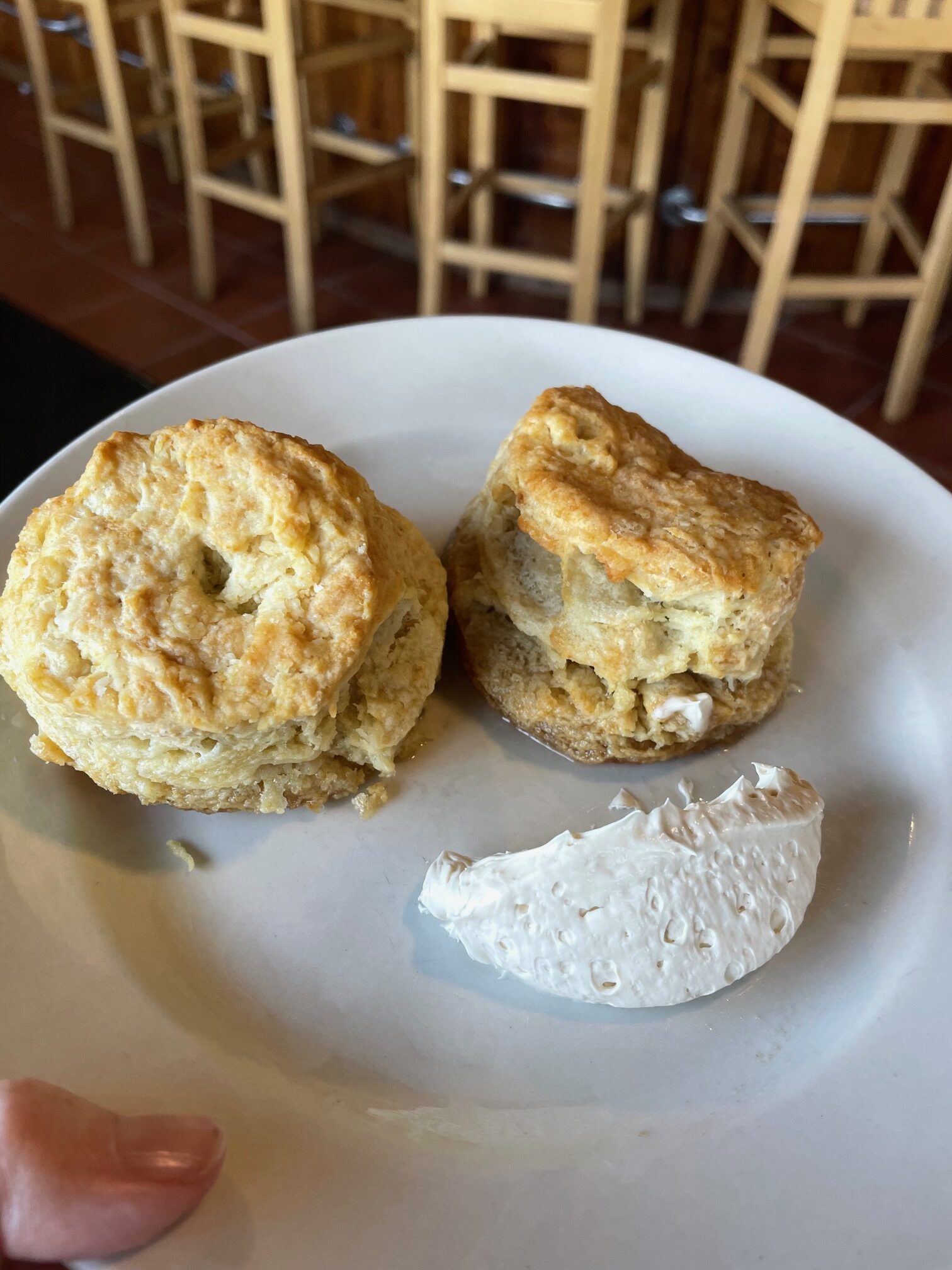 Excellent biscuits and butter at Peter Trout's Tavern near Southwest Harbor
