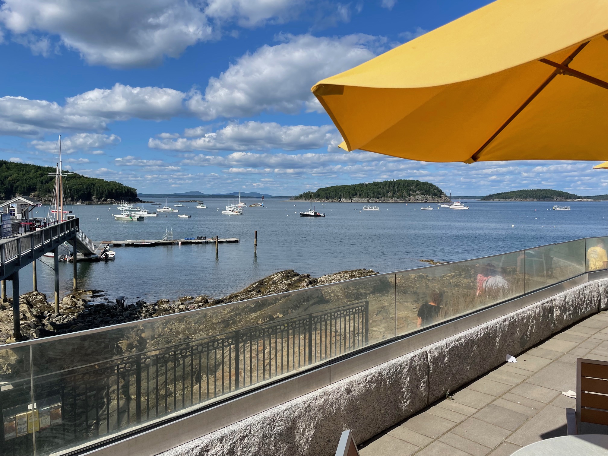 Outdoor seating at the Terrace Grille, one of the most scenic restaurants in Bar Harbor