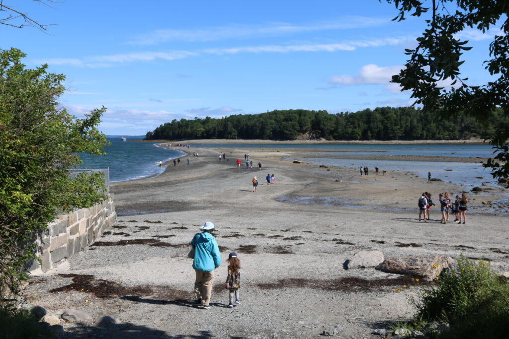 The bar connecting Bar Harbor to Bar Island during low tides - also a great place for kids to find starfish and crabs