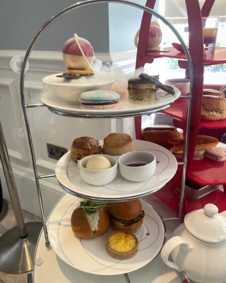 The tea tray at the Science afternoon tea at The Ampersand Hotel